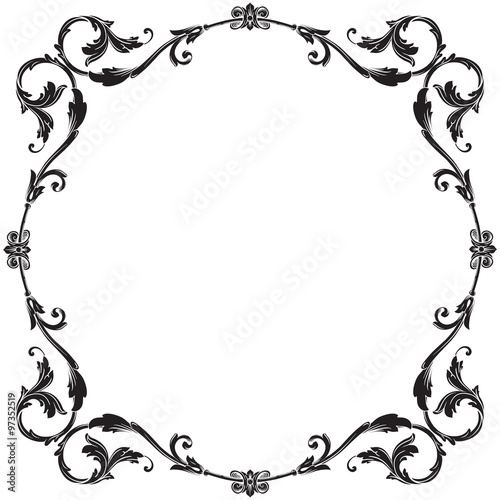 Premium Gold vintage baroque frame scroll ornament engraving border floral retro pattern antique style acanthus foliage swirl decorative design element filigree calligraphy 