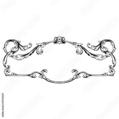 Premium Gold vintage baroque frame scroll ornament engraving border floral retro pattern antique style acanthus foliage swirl decorative design element filigree calligraphy 