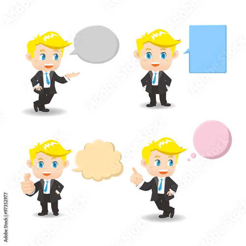 Business man with speech bubbles