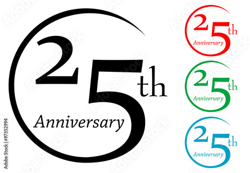 Icono plano 25th Anniversary en varios colores #2