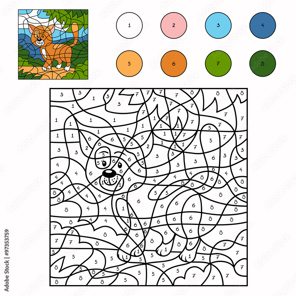 Color by number (cat) Stock Vector Adobe Stock Color by number (cat) Stock Vector Adobe Stock