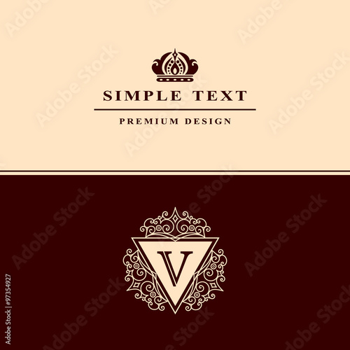 Monogram design elements, graceful template. Calligraphic elegant line art logo design. Letter emblem sign V for Royalty, business card, Boutique, Hotel, Heraldic, Cafe, Jewelry. Vector illustration