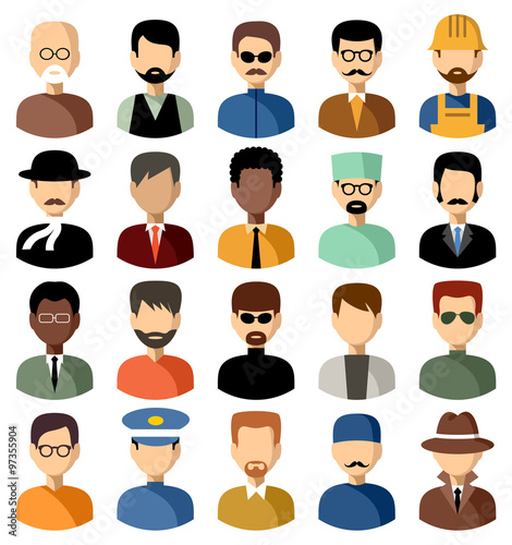 Set of flat icons set with men. vector illustration