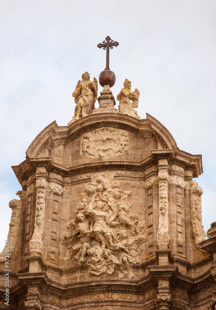 The bas-relief decorates the Cathedral of Our Lady ((La Catedral de Valencia) in Valencia