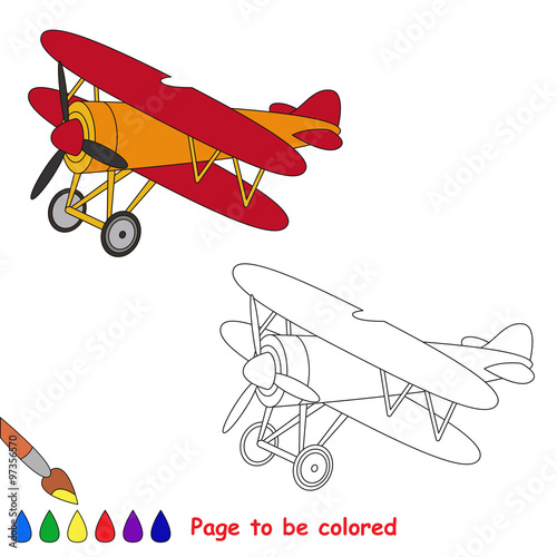 Biplane in vector cartoon to be colored. 