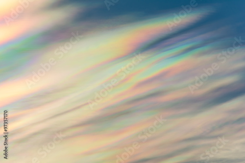Cloud iridescence : diffraction phenomenon produce very vivid color and make cloud shine like a corona. photo