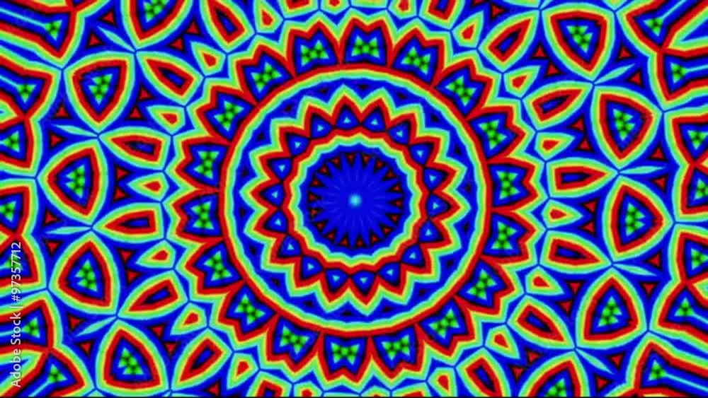 Mosaico Fractal caleidoscopico  - Fondo Mosaico fractal geometrico con palpitacion de luces intermitentes de colores 
