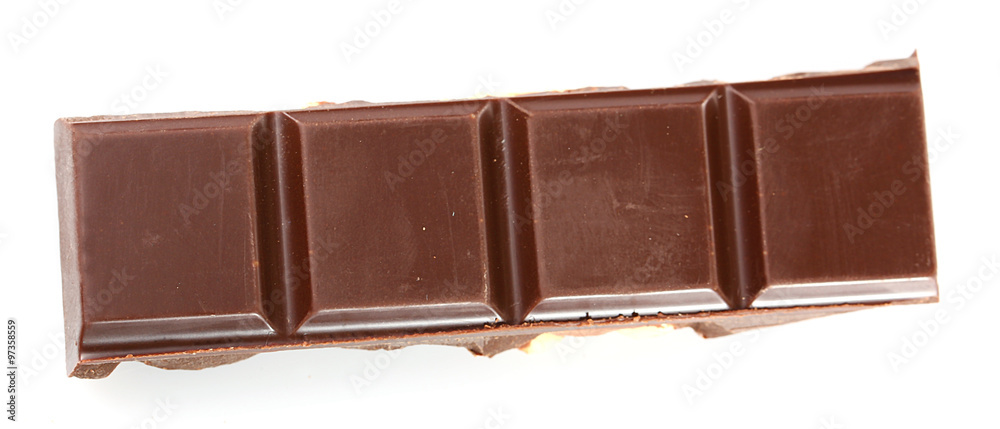 Black chocolate piece isolated on white background Black chocolate piece isolated on white background