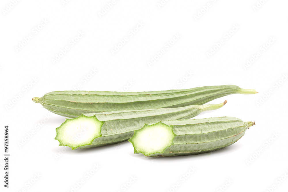 Fresh luffa on the white background