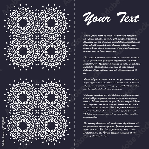Vintage style brochure template design with modern art eastern elements and ornament, pages layouts in color, classic colors and creative solutions for design and decoration - postcard, menus and more