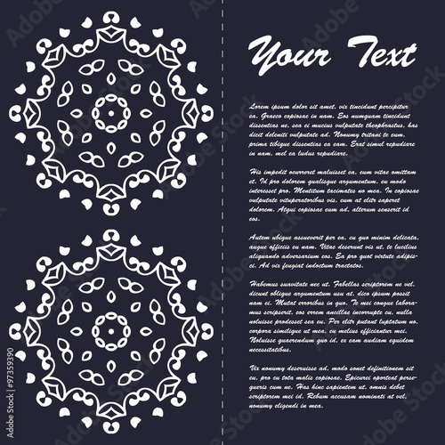 Vintage style brochure template design with modern art eastern elements and ornament, pages layouts in color, classic colors and creative solutions for design and decoration - postcard, menus and more