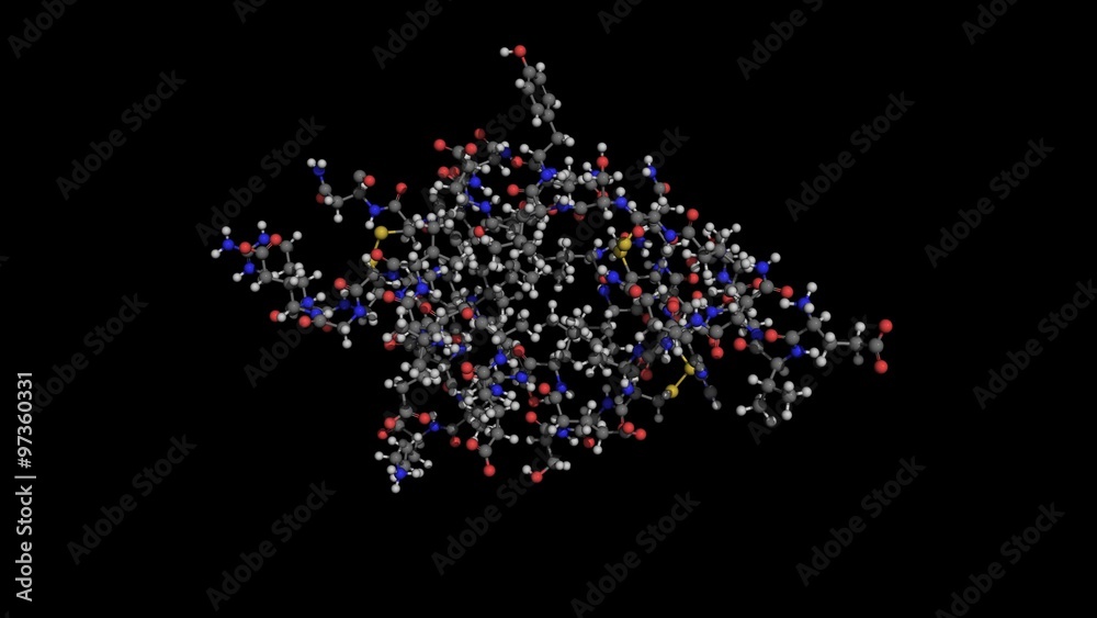 insulin molecule model rotating 4K UHD seamless loopable with alpha channel