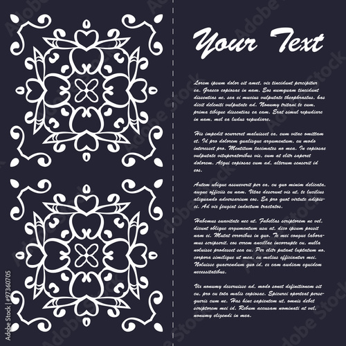 Vintage style brochure template design with modern art eastern elements and ornament, pages layouts in color, classic colors and creative solutions for design and decoration - postcard, menus and more