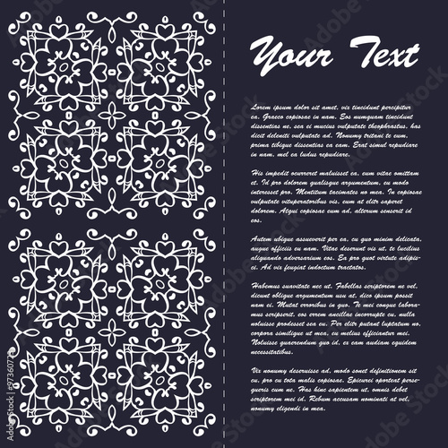 Vintage style brochure template design with modern art eastern elements and ornament, pages layouts in color, classic colors and creative solutions for design and decoration - postcard, menus and more