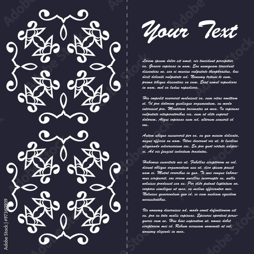 Vintage style brochure template design with modern art eastern elements and ornament, pages layouts in color, classic colors and creative solutions for design and decoration - postcard, menus and more