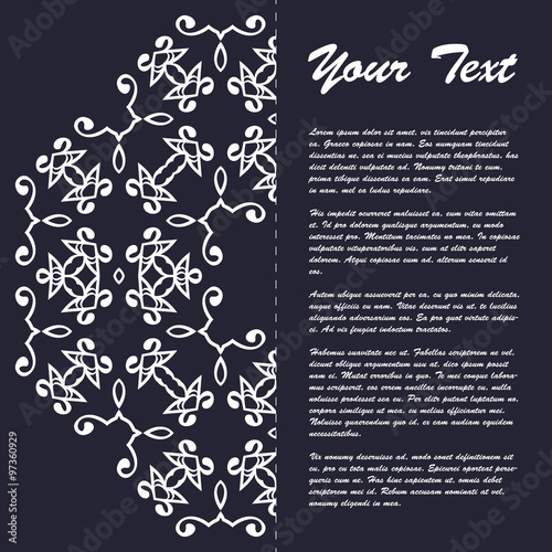 Vintage style brochure template design with modern art eastern elements and ornament, pages layouts in color, classic colors and creative solutions for design and decoration - postcard, menus and more