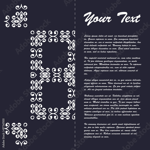 Vintage style brochure template design with modern art eastern elements and ornament, pages layouts in color, classic colors and creative solutions for design and decoration - postcard, menus and more