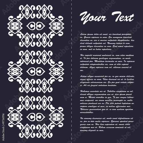 Vintage style brochure template design with modern art eastern elements and ornament, pages layouts in color, classic colors and creative solutions for design and decoration - postcard, menus and more