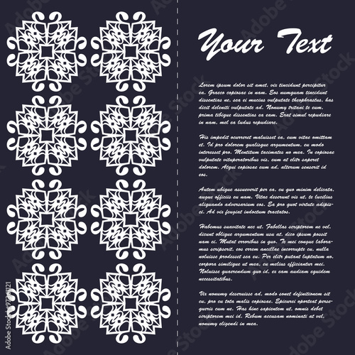 Vintage style brochure template design with modern art eastern elements and ornament, pages layouts in color, classic colors and creative solutions for design and decoration - postcard, menus and more
