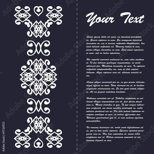 Vintage style brochure template design with modern art eastern elements and ornament, pages layouts in color, classic colors and creative solutions for design and decoration - postcard, menus and more