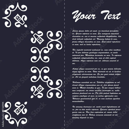 Vintage style brochure template design with modern art eastern elements and ornament, pages layouts in color, classic colors and creative solutions for design and decoration - postcard, menus and more