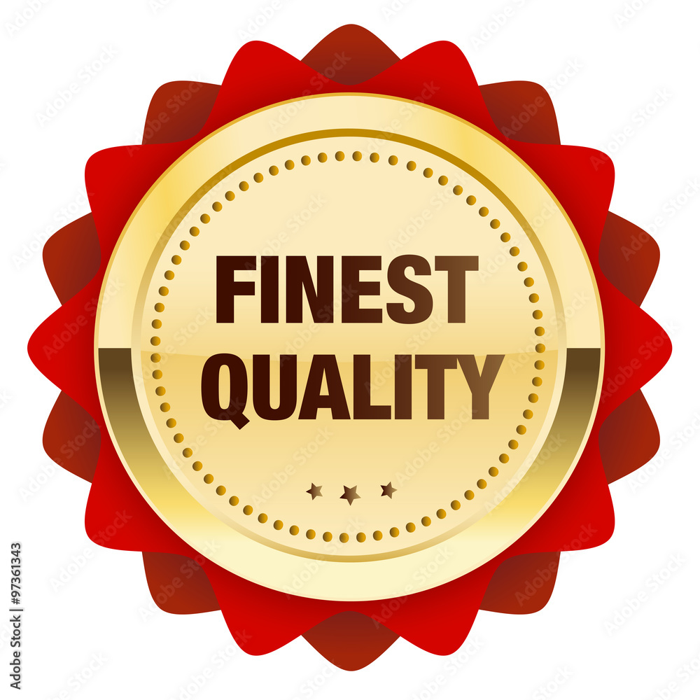 Finest quality seal or icon. Glossy golden seal or button with stars and red color. Finest quality seal or icon. Glossy golden seal or button with stars and red color.