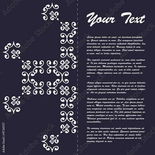 Vintage style brochure template design with modern art eastern elements and ornament, pages layouts in color, classic colors and creative solutions for design and decoration - postcard, menus and more