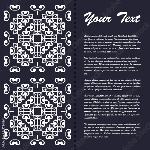 Vintage style brochure template design with modern art eastern elements and ornament, pages layouts in color, classic colors and creative solutions for design and decoration - postcard, menus and more