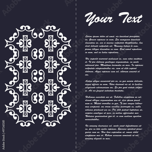 Vintage style brochure template design with modern art eastern elements and ornament, pages layouts in color, classic colors and creative solutions for design and decoration - postcard, menus and more
