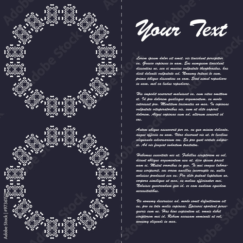 Vintage style brochure template design with modern art eastern elements and ornament, pages layouts in color, classic colors and creative solutions for design and decoration - postcard, menus and more