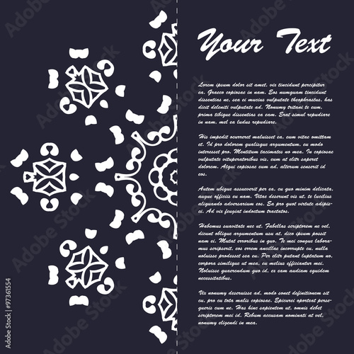 Vintage style brochure template design with modern art eastern elements and ornament, pages layouts in color, classic colors and creative solutions for design and decoration - postcard, menus and more