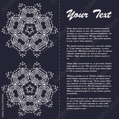 Vintage style brochure template design with modern art eastern elements and ornament, pages layouts in color, classic colors and creative solutions for design and decoration - postcard, menus and more