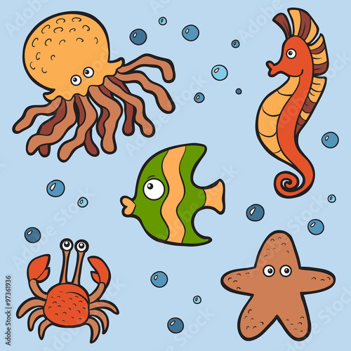 Vector color set about fishes