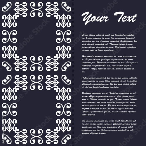 Vintage style brochure template design with modern art eastern elements and ornament, pages layouts in color, classic colors and creative solutions for design and decoration - postcard, menus and more