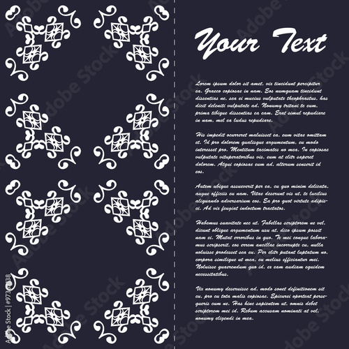 Vintage style brochure template design with modern art eastern elements and ornament, pages layouts in color, classic colors and creative solutions for design and decoration - postcard, menus and more