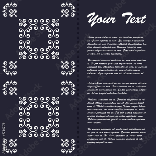 Vintage style brochure template design with modern art eastern elements and ornament, pages layouts in color, classic colors and creative solutions for design and decoration - postcard, menus and more