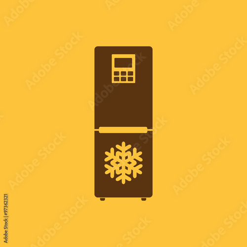 The icebox icon. Fridge and refrigerator symbol. Flat