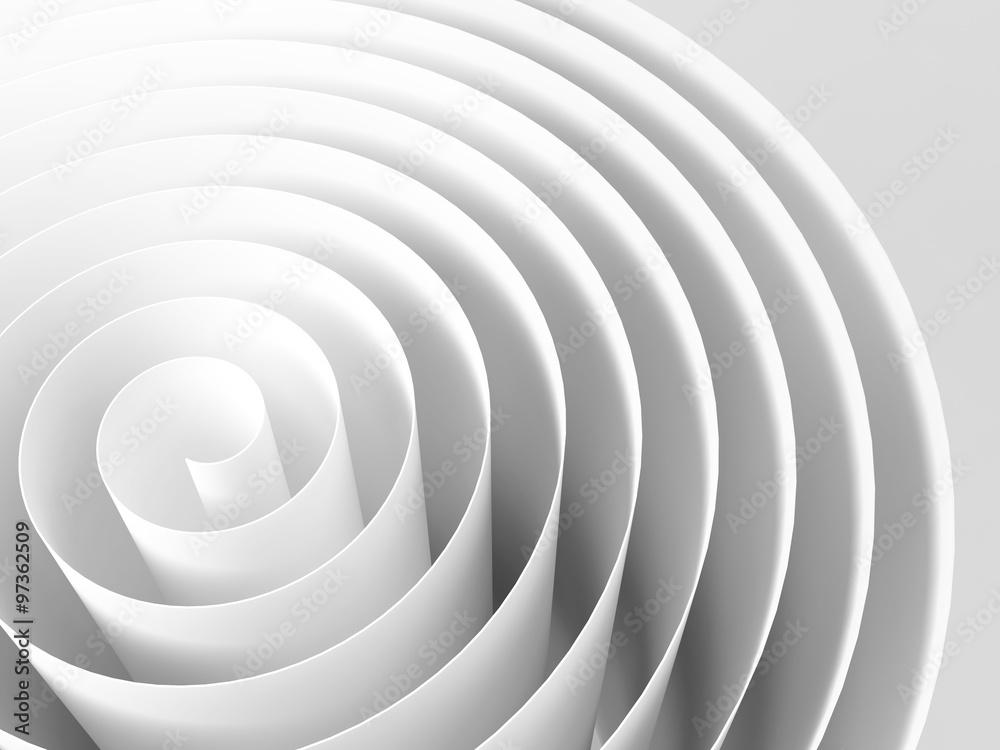 White 3d spiral made of paper tape White 3d spiral made of paper tape