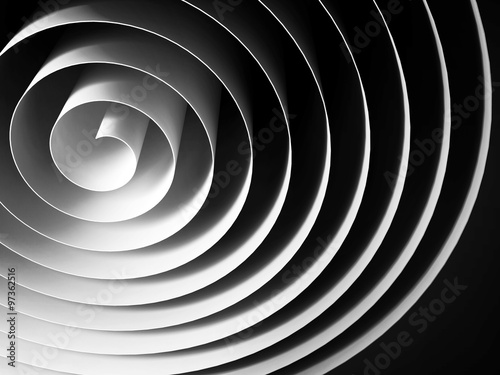 Obraz w ramie White 3d spiral made of paper tape over black