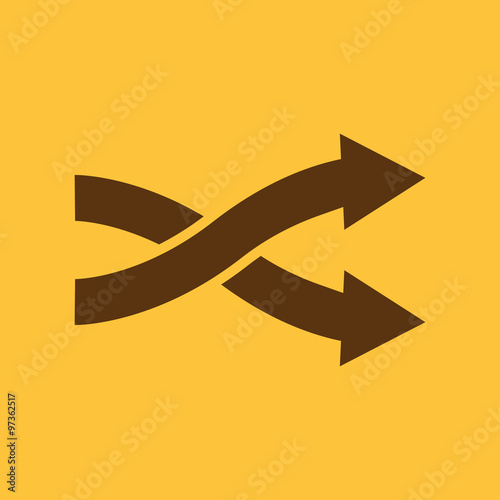 The intersecting arrows icon. Exchange and turn, cross symbol. Flat
