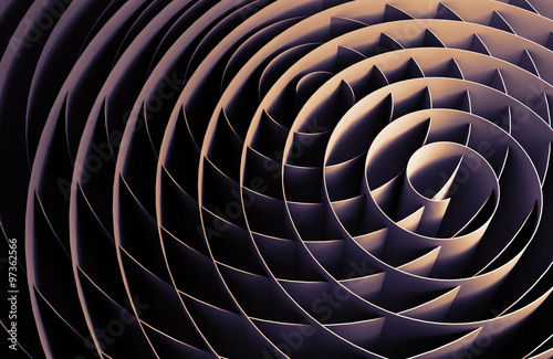 Fototapeta kuchenna Dark intersected 3d spirals, abstract digital art