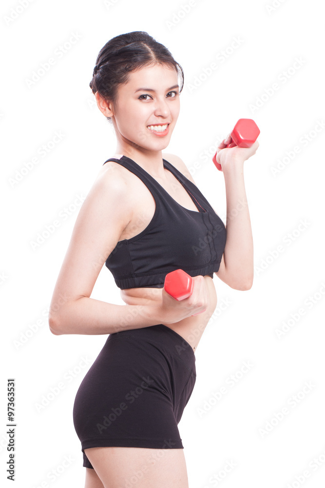 Sport woman doing exercise with lifting weights Sport woman doing exercise with lifting weights