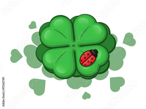 four leaf clover with ladybug