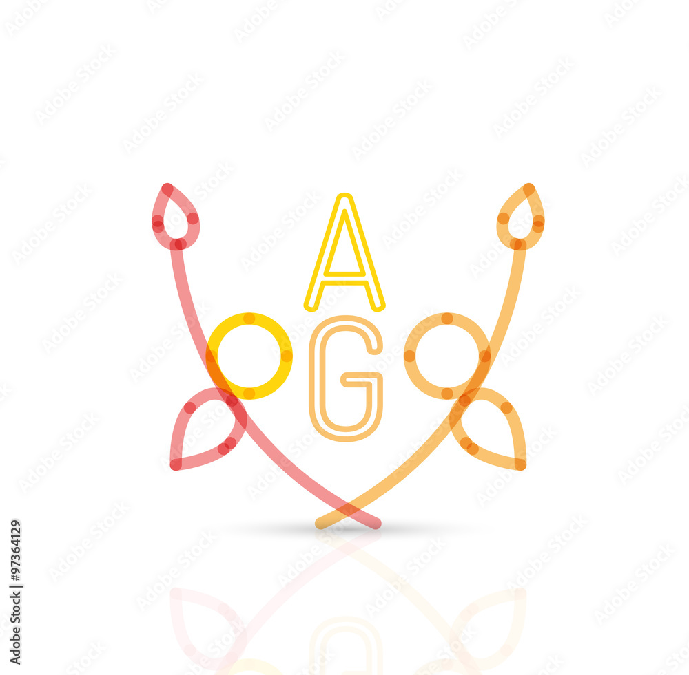 Abstract geometric linear hipster floral icon, frame design, flat style Abstract geometric linear hipster floral icon, frame design, flat style