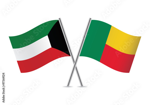 Free Download Benin and Kuwait flags. Vector illustration. - GFXLoad