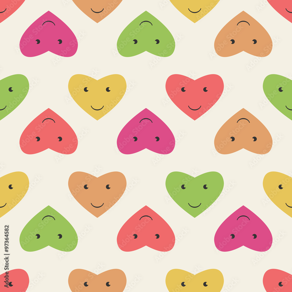 Smiling hearts seamless pattern Smiling hearts seamless pattern