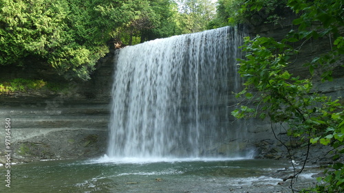 Breidal Veil falls waterfall in kagawong on mainitoulin islands ontario,canada view from bottom 4k UHD