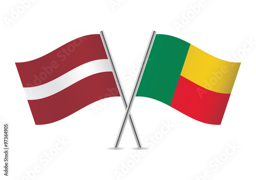 Free Download Benin and Latvia flags. Vector illustration. - GFXLoad