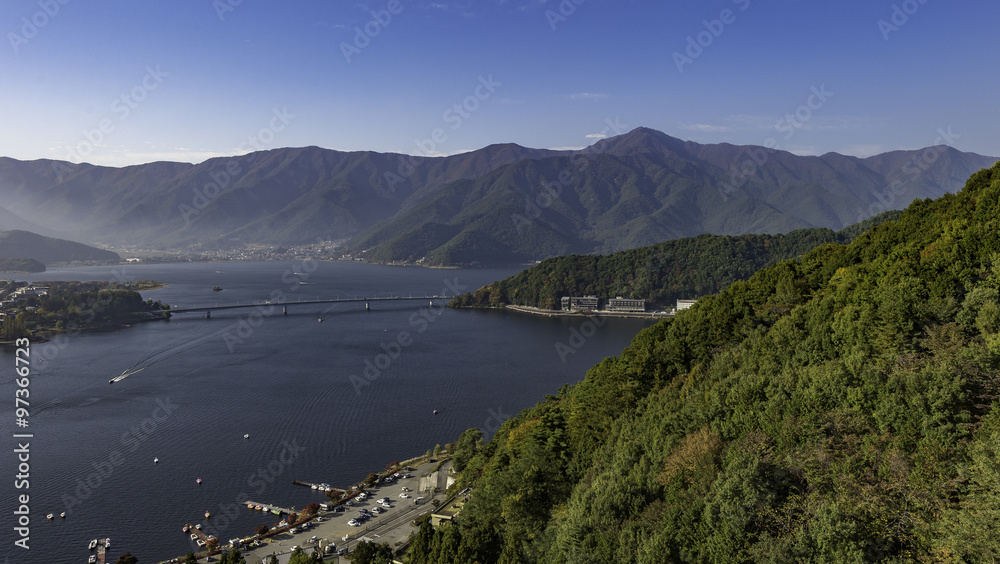 Top view of lake kawaguchi from Mountain