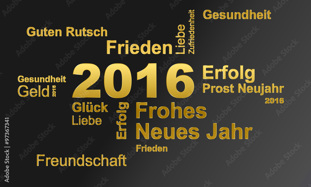 Plakat Silvester 2016 Grußkarte - Grau/ Gold